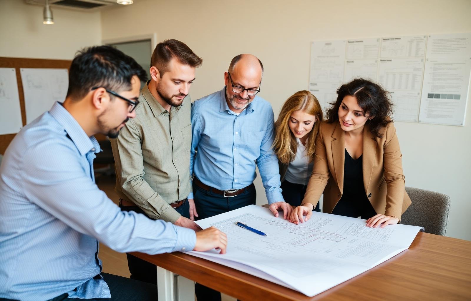 Project team reviewing plans